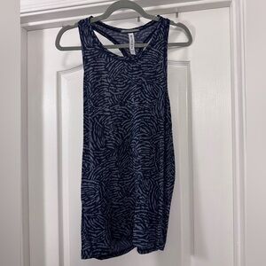 Athleta Ultimate Train Navy and Light Blue Printed Racerback Tank Top